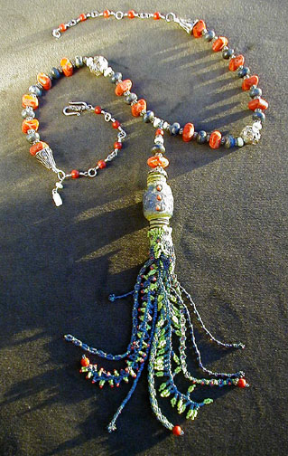 Three Orange Dots Necklace