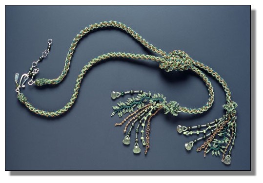 Verdigris Kumihimo Lariat Necklace