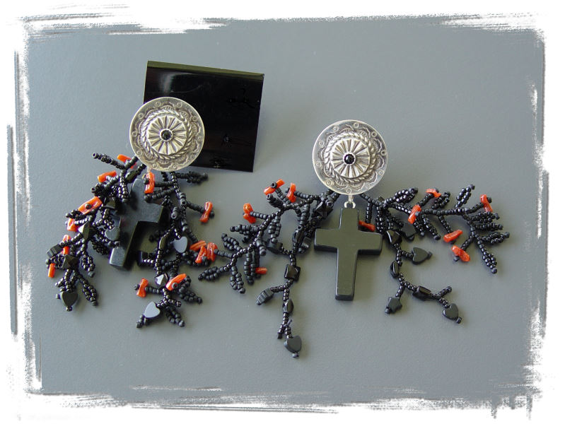 Black Cross Earrings