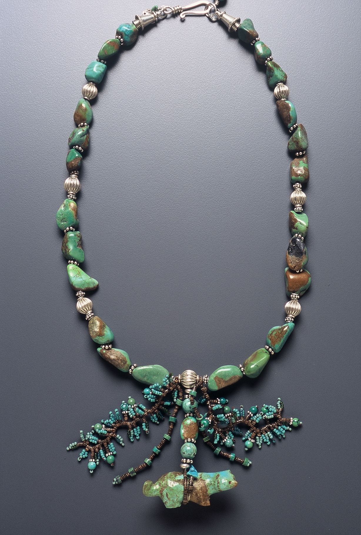 Detail of Turquoise Badger Necklace