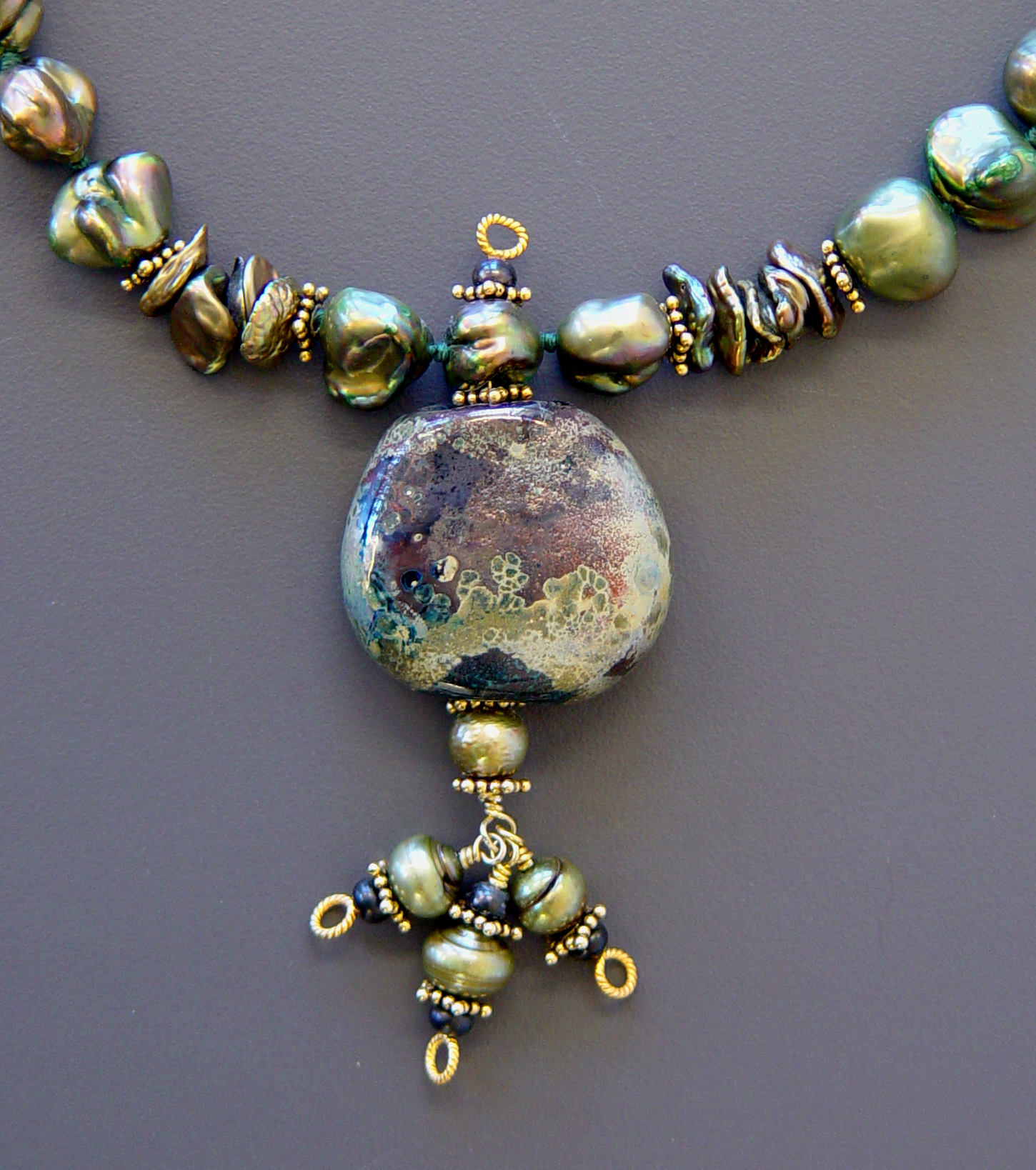 Detail of Dusky Moss Necklace