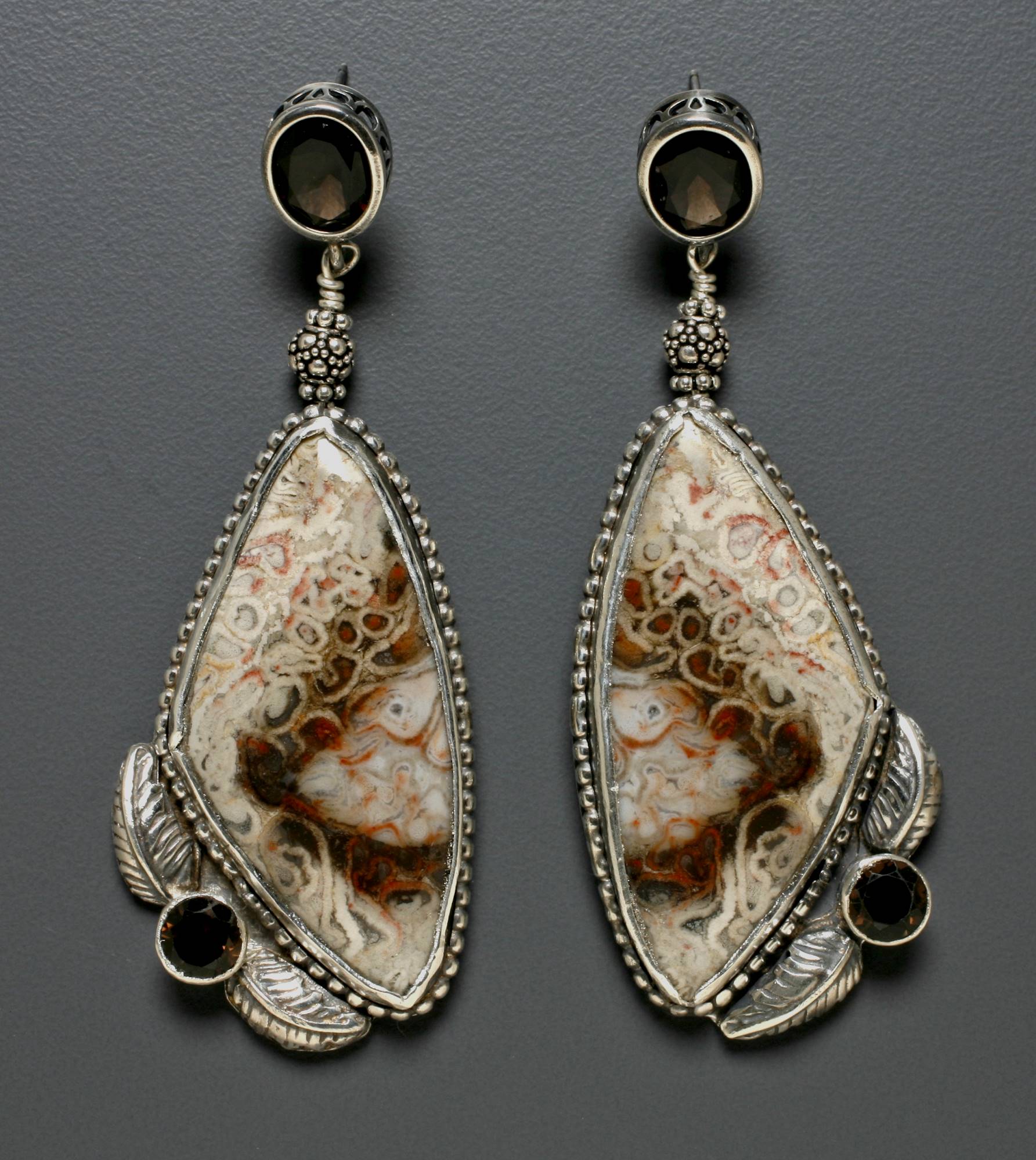 Detail of Fossil Tree Fern Earrings