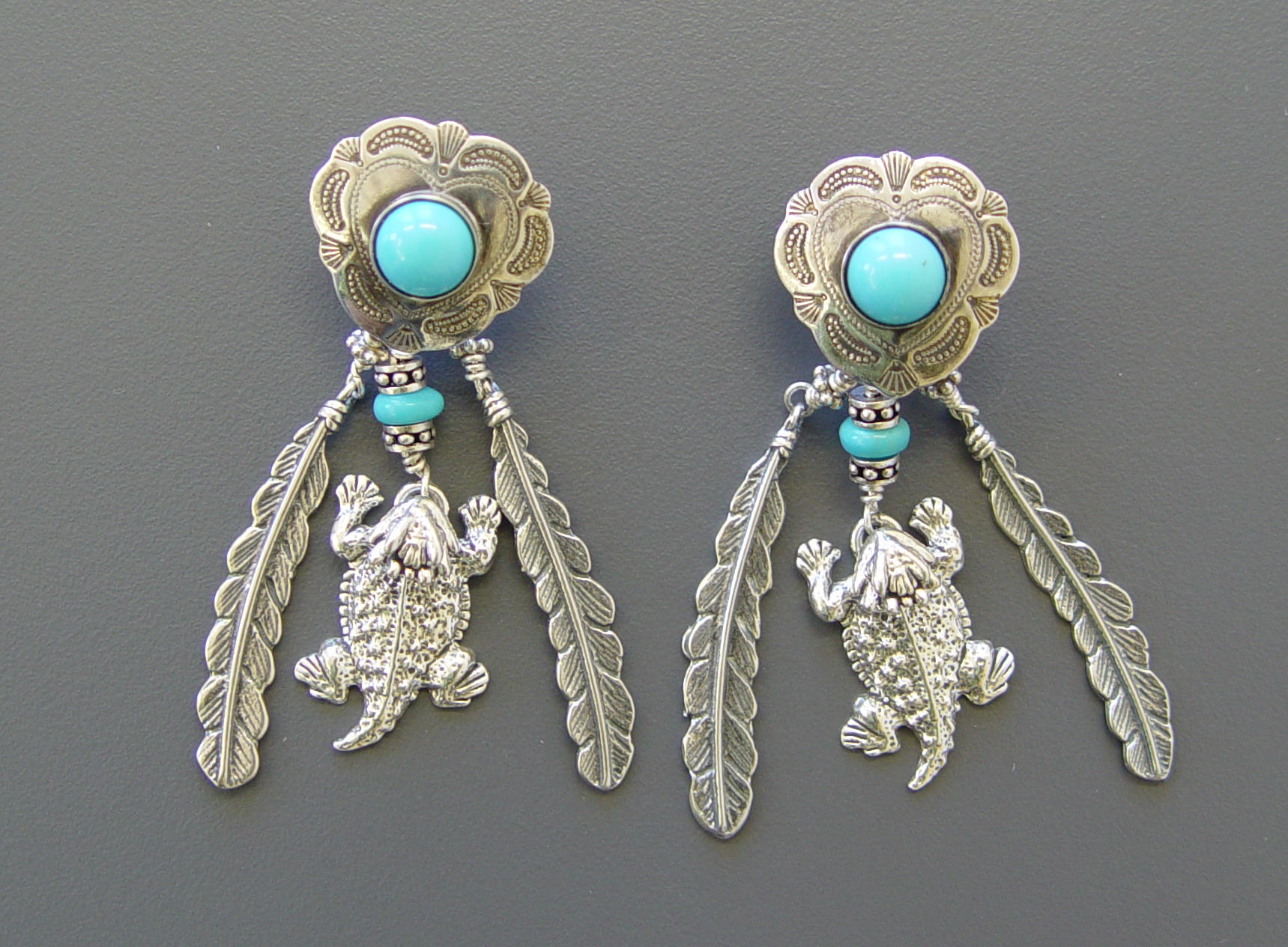 Detail of Horned Toad Earrings