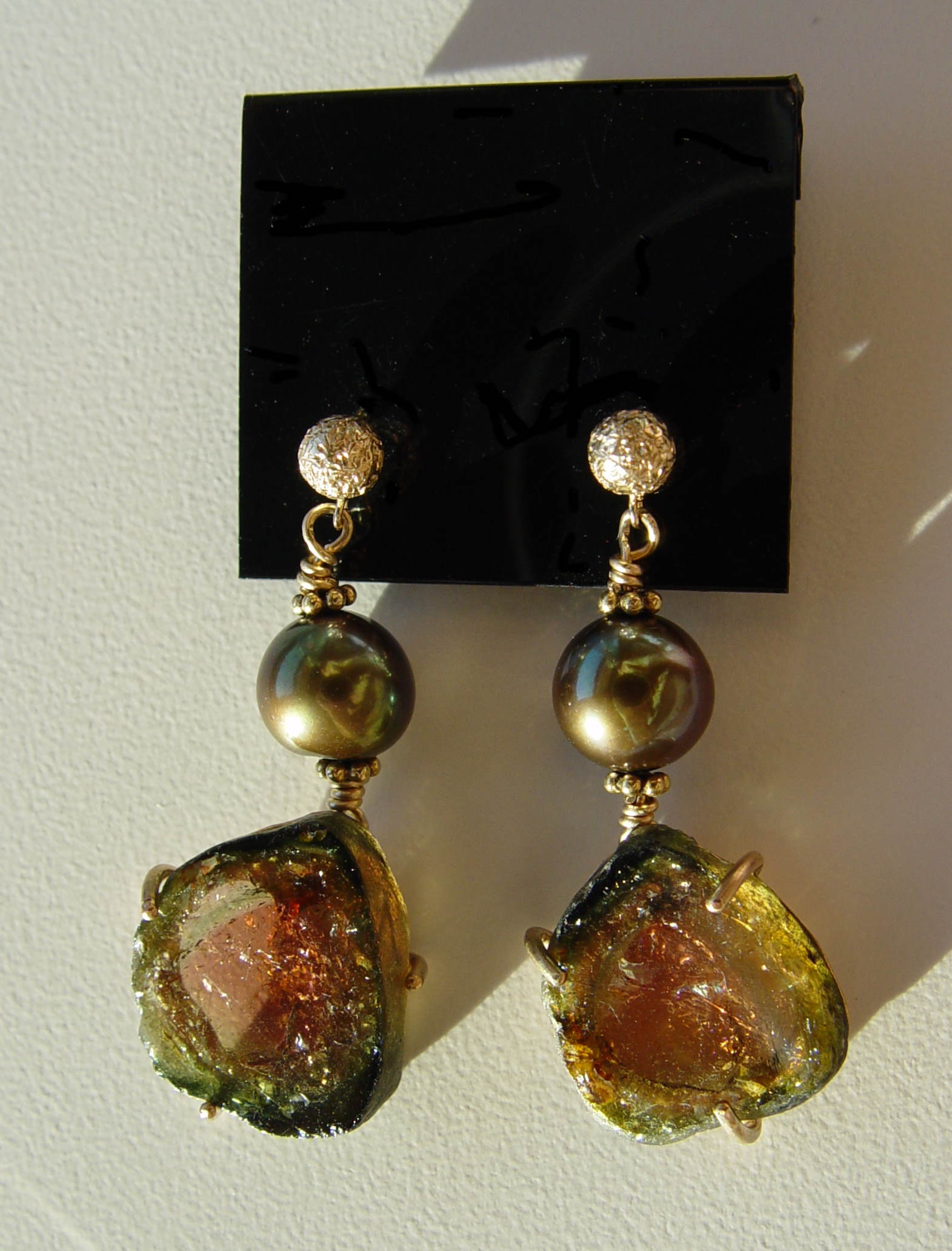 Tourmaline and Pearl Earrings