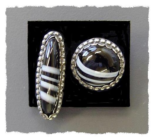 Black and White Agate Earrings