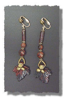 Mahogany Leaf Earrings Clip Style