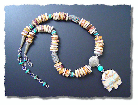 Travertine Medicine Bear Necklace - Mary Hicklin Travertine Medicine Bear Necklace