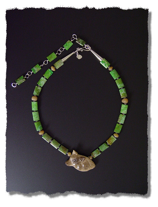 Fossil Ivory Wolf Necklace