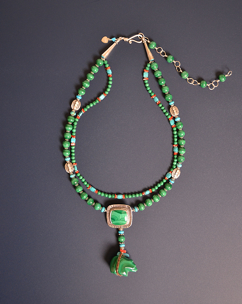 Malachite Bear Necklace