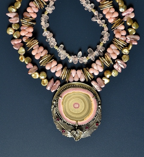 Rhodochrosite Mandala Necklace