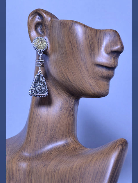 Ammonite and Pyrite Earrings - Mary Hicklin Ammonite and Pyrite Earrings
