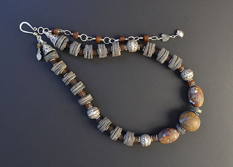 Script Stone and Mink Necklace